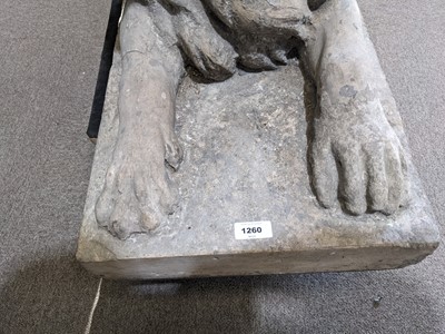 Lot 1260 - A Coade stone garden sculpture of a recumbent lion