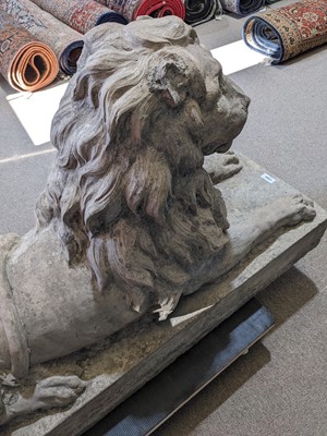 Lot 1260 - A Coade stone garden sculpture of a recumbent lion