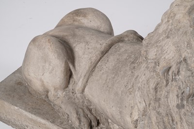 Lot 1260 - A Coade stone garden sculpture of a recumbent lion