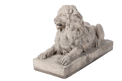 Lot 1260 - A Coade stone garden sculpture of a recumbent lion