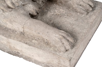 Lot 1260 - A Coade stone garden sculpture of a recumbent lion