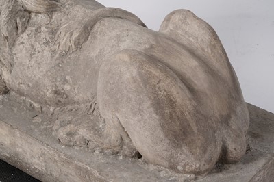 Lot 1260 - A Coade stone garden sculpture of a recumbent lion