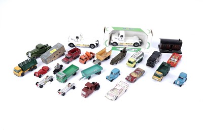 Lot 94 - A collection of vintage toy cars makers including: Dinky, Corgi, TootsieToy and others