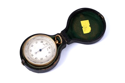 Lot 413 - A 19th Century gilt metal pocket barometer