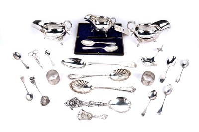 Lot 254 - A selection of antique and later silver and plated ware