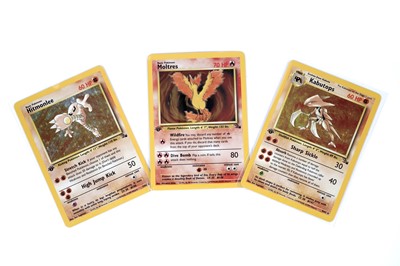 Lot 214 - Three first edition shiny Fossil set Pokémon cards