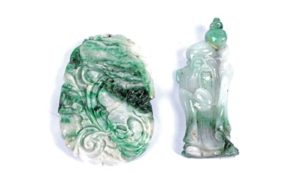 Lot 858 - Two Chinese jadeite carvings