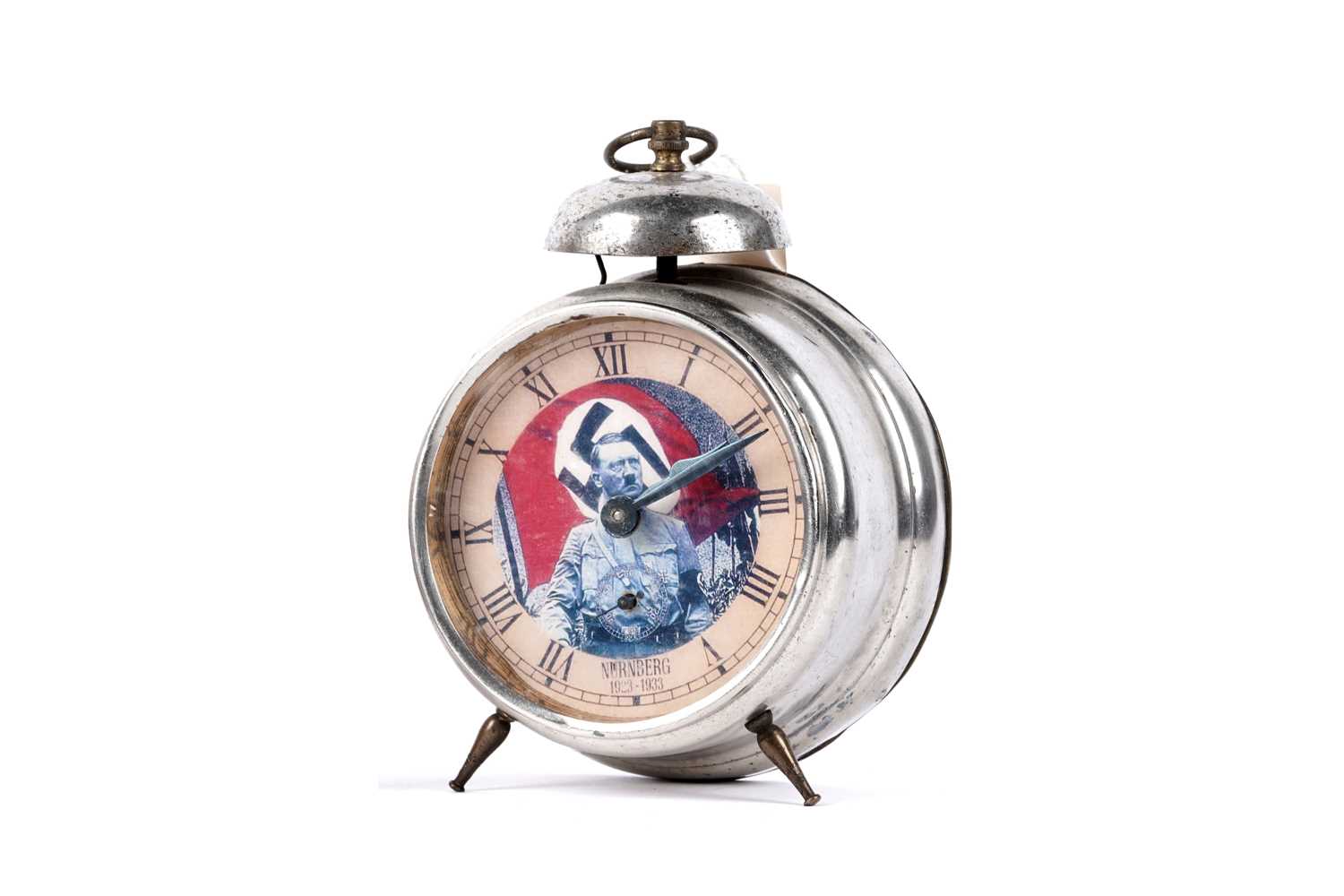 Lot 351 - A German Nurnberg alarm clock, with Adolf Hitler portrait dial