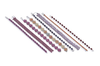 Lot 160 - A collection of gemstone set bracelets