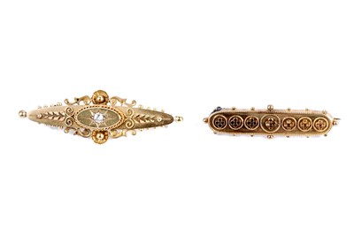 Lot 169 - A late Victorian star set diamond bar brooch; and another