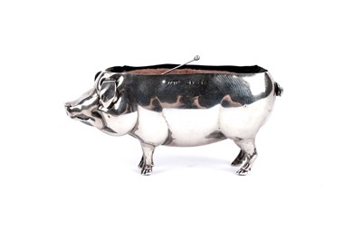 Lot 227 - An Edwardian silver pin cushion in the form of a pig