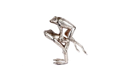 Lot 229 - A silver leap frog sculpture