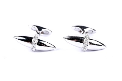 Lot 212 - A pair of Boodles "Velocity" pattern diamond set cufflinks