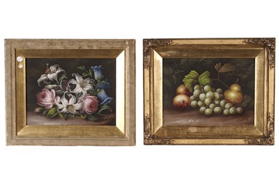 Lot 215 - Edwin Steele - Two still life studies of fruit and flowers | oil