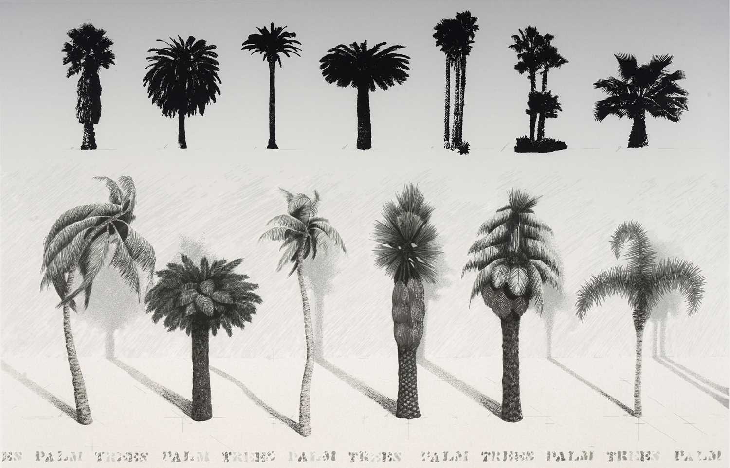 Lot 82 - Terry Wilson - Palm Trees 2nd Version in Gray | artist's proof lithograph