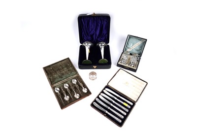 Lot 249 - A selection of cased silver and plated wares