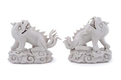 Lot 803 - A pair of Chinese 'Blanc de Chine' lions