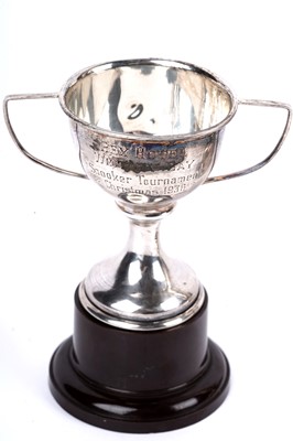 Lot 285 - Two silver trumpet vases; and a silver trophy