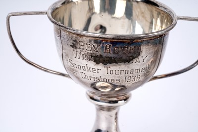 Lot 285 - Two silver trumpet vases; and a silver trophy