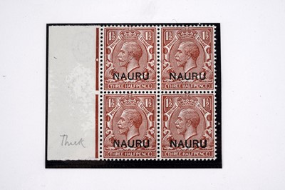 Lot 826 - Nauru 1923 block of four unmounted mint 1 1/2d