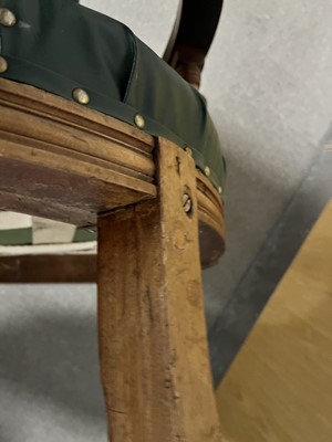 Lot 8 - A trio of early 20th Century ecclesiastical walnut captain's armchairs