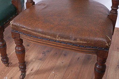 Lot 8 - A trio of early 20th Century ecclesiastical walnut captain's armchairs