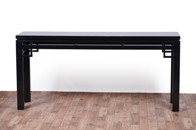 Lot 19 - A substantial contemporary Chinese style ebonised console table