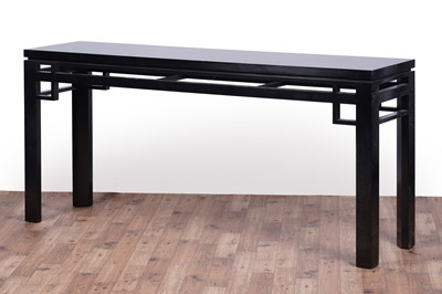 Lot 19 - A substantial contemporary Chinese style ebonised console table