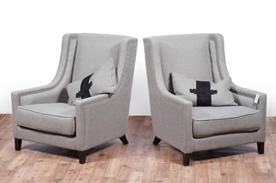 Lot 29 - Kelly Hoppen: a pair of ‘Emma’ wingback armchairs