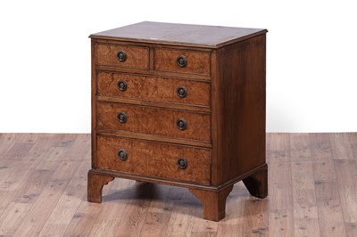 Lot 12 - A Georgian style burr walnut and walnut chest of drawers