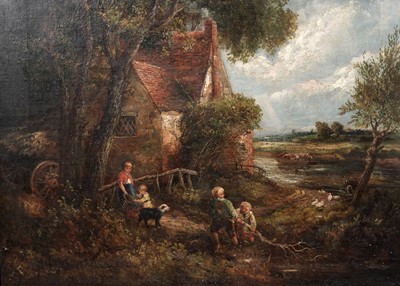 Lot 1030 - After John Constable RA - Children Playing by Willy Lott's Cottage | oil