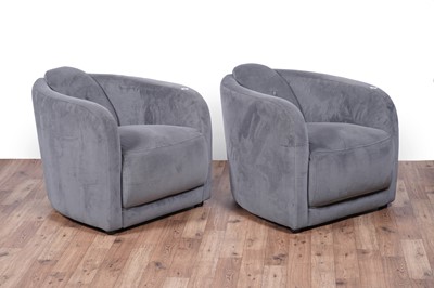 Lot 32 - A pair of contemporary button-back armchairs