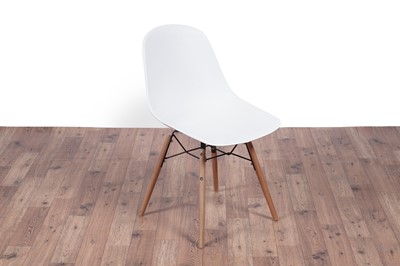 Lot 40 - Six Eames-style bistro chairs; and two metal tables