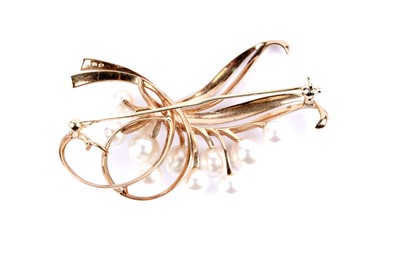 Lot 26 - A Mikimoto cultured pearl spray brooch