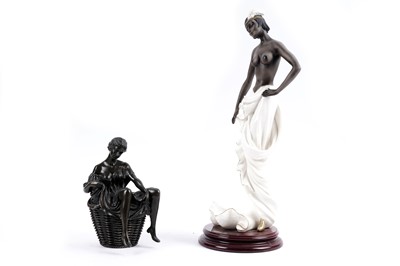 Lot 268 - Amilcare Santini: a patinated bronze figural box; and a female figure