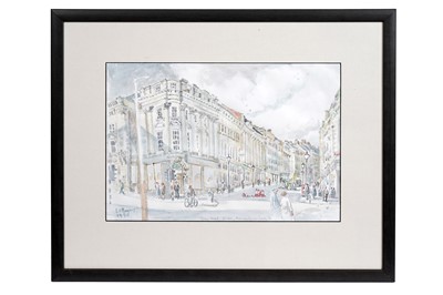 Lot 831 - Charles Herbert "Charlie" Rogers - Grey Street Corner, Newcastle on Tyne | watercolour