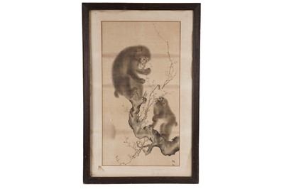 Lot 48 - Mori Sosen - Monkeys in a Cherry Blossom Tree | watercolour