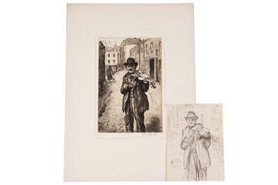 Lot 15 - Isabel Codrington -The Old Violinist | drawing & etching