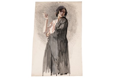 Lot 55 - Isabel Codrington - A woman smoking a cigarette | watercolour