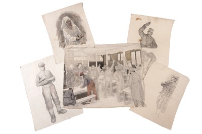 Lot 57 - Isabel Codrington - Five preparatory studies for Cantine Franco-Britannique | mixed media