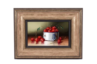 Lot 217 - Rob Ritchie - Still life of cherries | oil on board