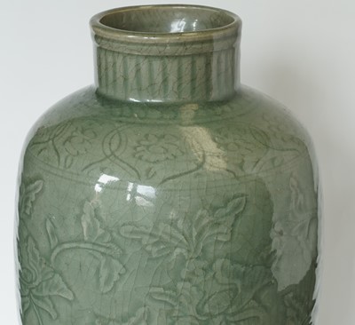 Lot 837 - A Chinese Longquan celadon vase, Ming
