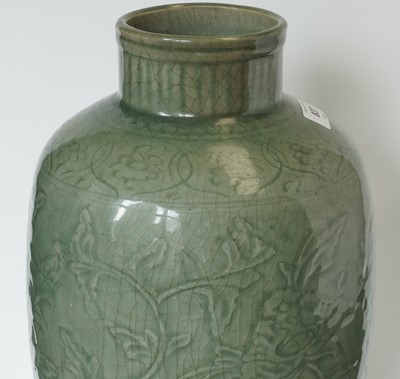 Lot 837 - A Chinese Longquan celadon vase, Ming