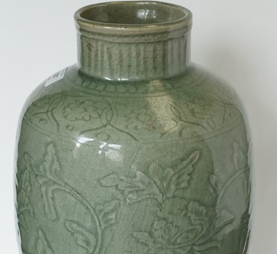 Lot 837 - A Chinese Longquan celadon vase, Ming