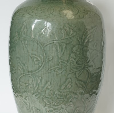 Lot 837 - A Chinese Longquan celadon vase, Ming