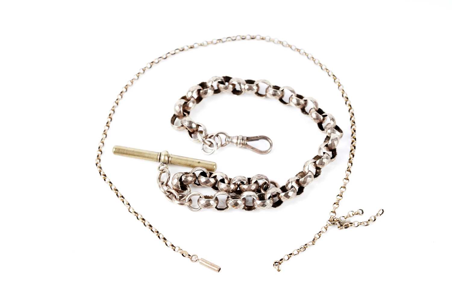 Lot 125 - A 9ct gold necklace; and an albert watch chain
