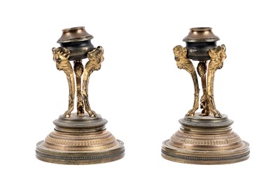 Lot 199 - A pair of Louis XVI style ormolu candlesticks