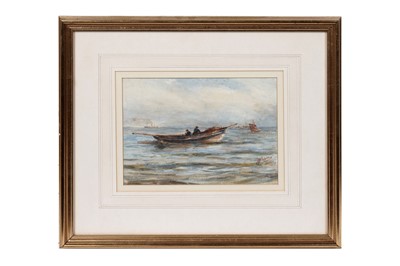 Lot 965 - Robert Jobling - A fishing boat makes its way out to sea | watercolour