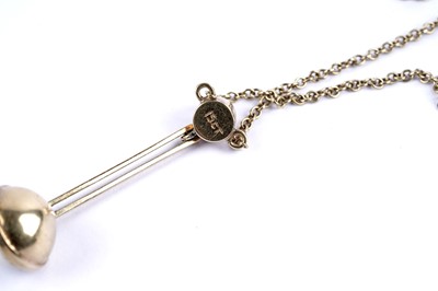 Lot 24 - An Edwardian pearl set gold drop pendant necklace