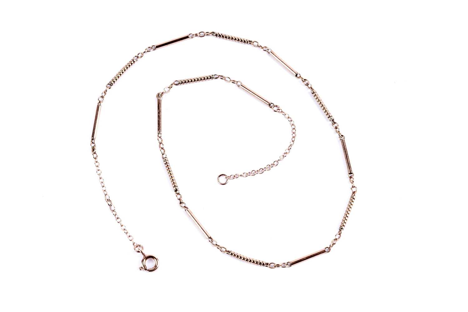 Lot 37 - A rose gold fancy link chain necklace